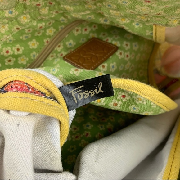 Fossil Floral Coated Canvas Shoulder Bag Hobo Purse - Picture 9 of 10